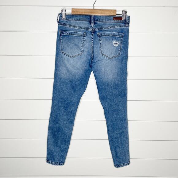 Blank NYC The Reade Crop Distressed Frayed Skinny Jeans Medium Wash Size 27 - Picture 7 of 10